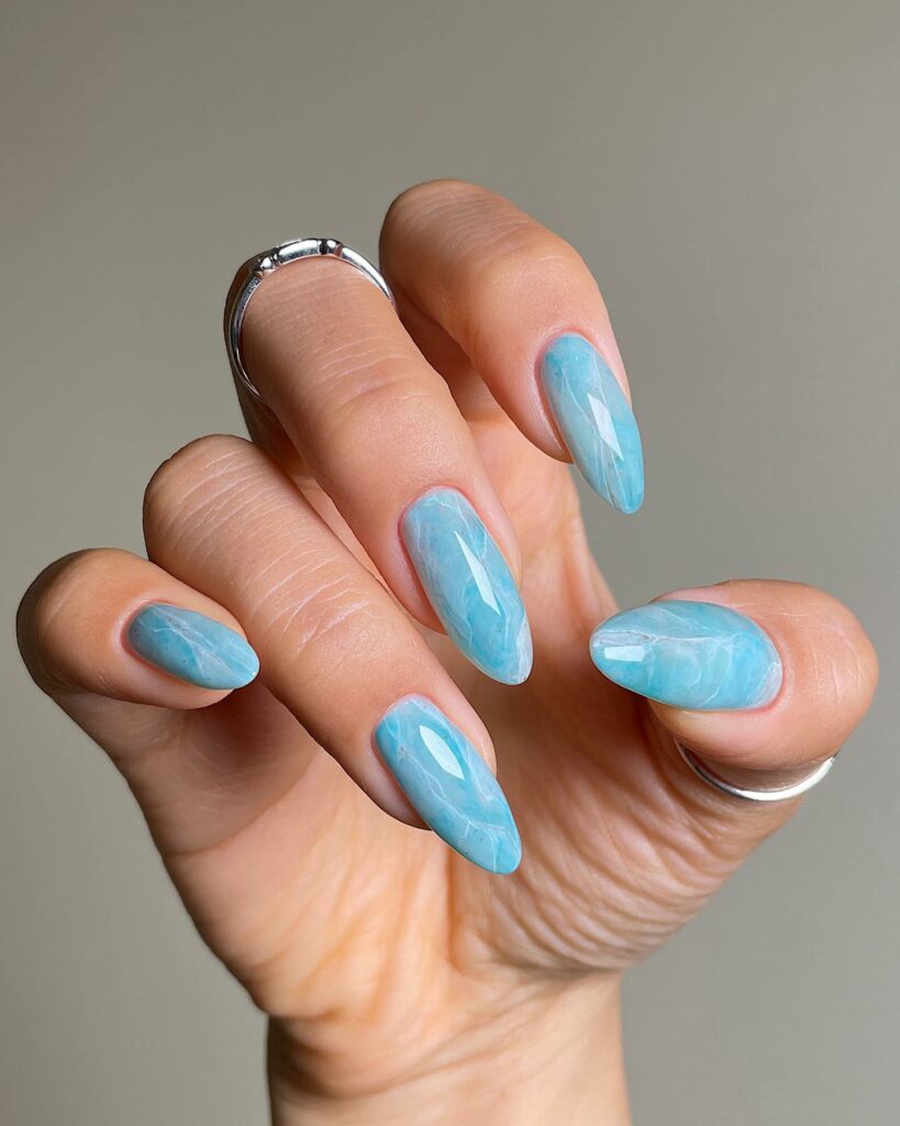 Aqua pastel nails