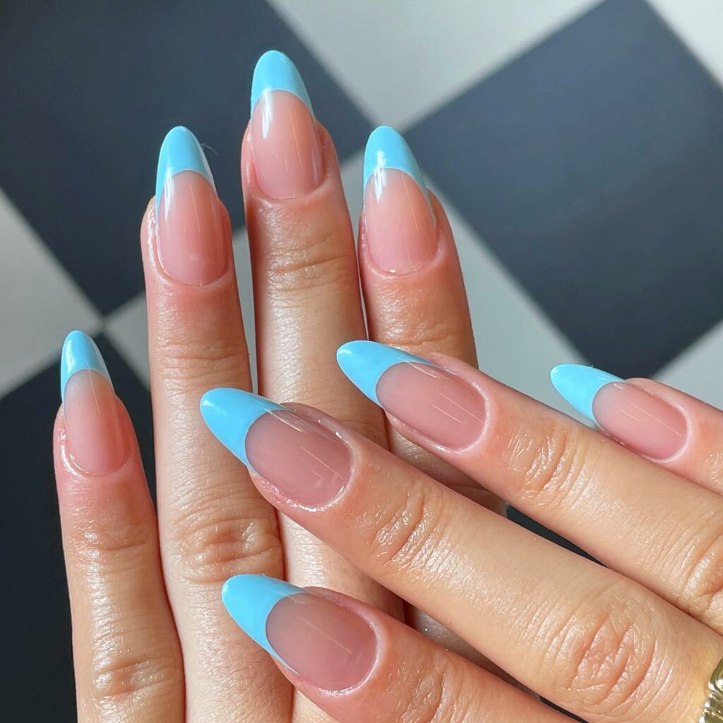 Baby Blue French tip nails