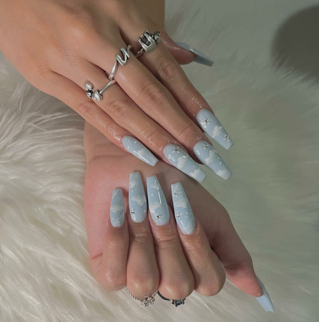 Baby Blues Pastel Cloud Nails
