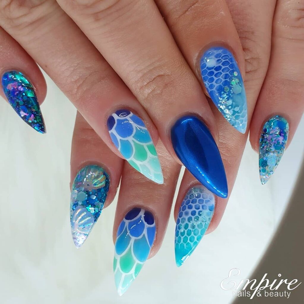 Blue Mermaid Nails