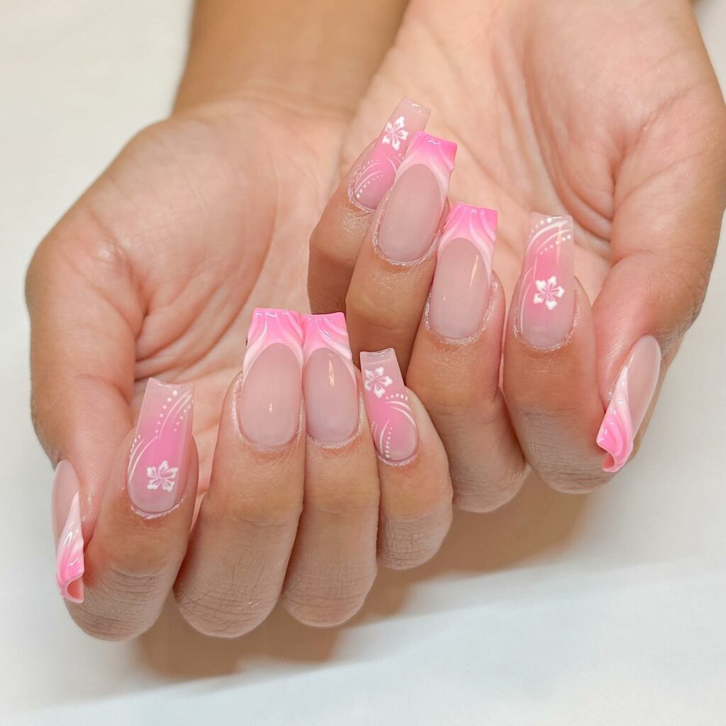 Blush Pink Square French Nails