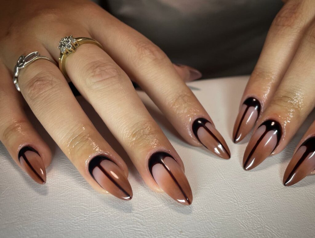 Brown and Black Ombré Nails