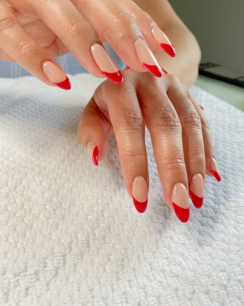 Cherry red french nails