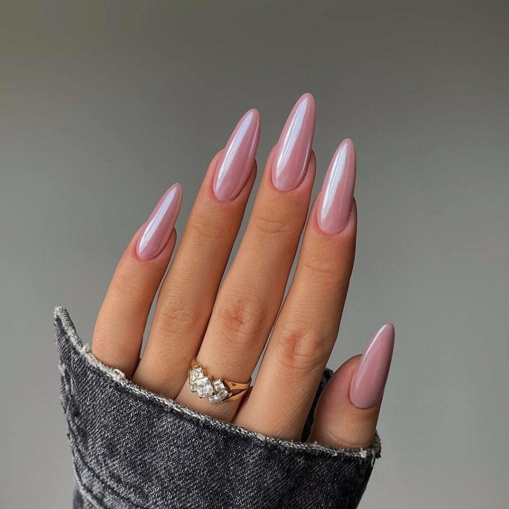 Metallic Chrome Pink January Nails