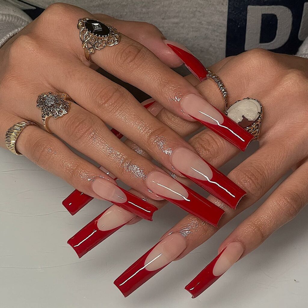 Classic Red Acrylic Nails