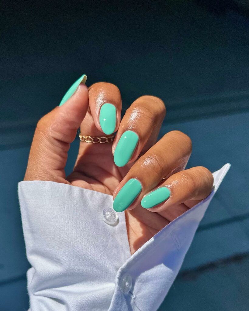 Classy Almond Teal Nails