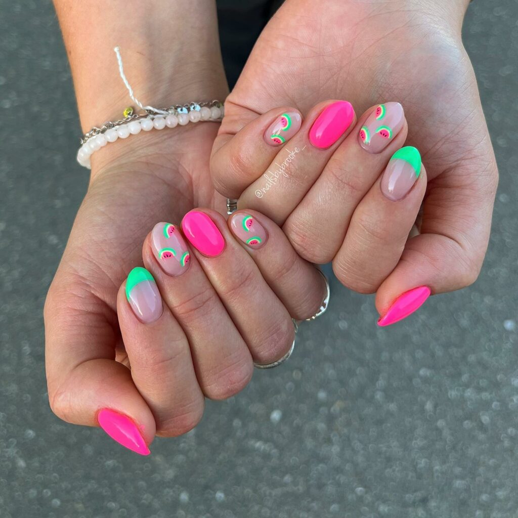 Classy Short Watermelon Nails Sophistication
