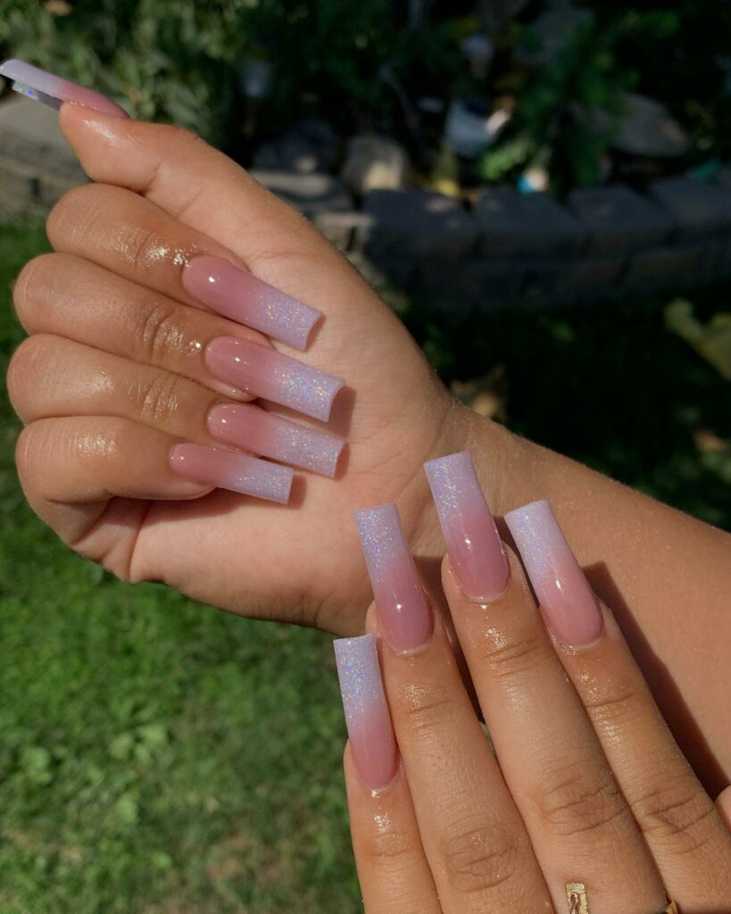 Clean white glitter coffin nails