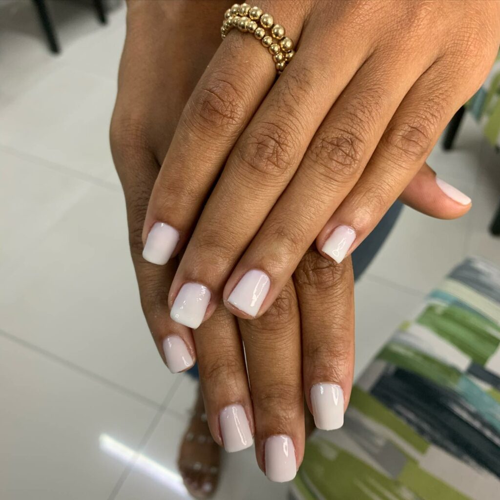 Clear short white nails