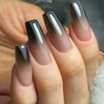 Coffin Black Ombré Nails