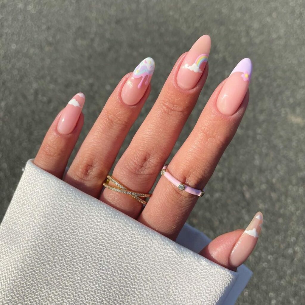 Kaleidoscope of Colorful Cloud Nails
