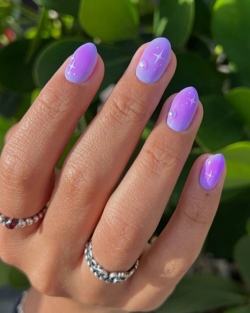 Cosmic Stars Light Purple nails