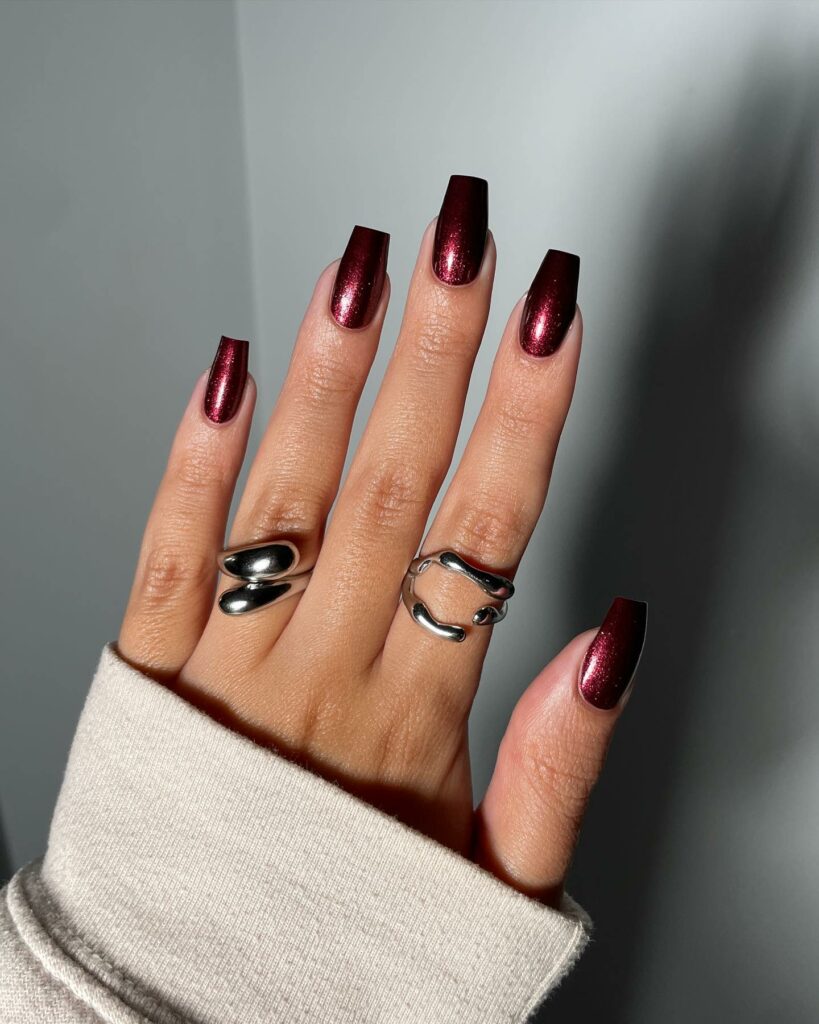 Crimson Jewel Encrusted Nails