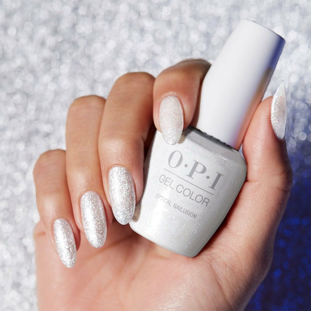 Dipped White Glitter Nails