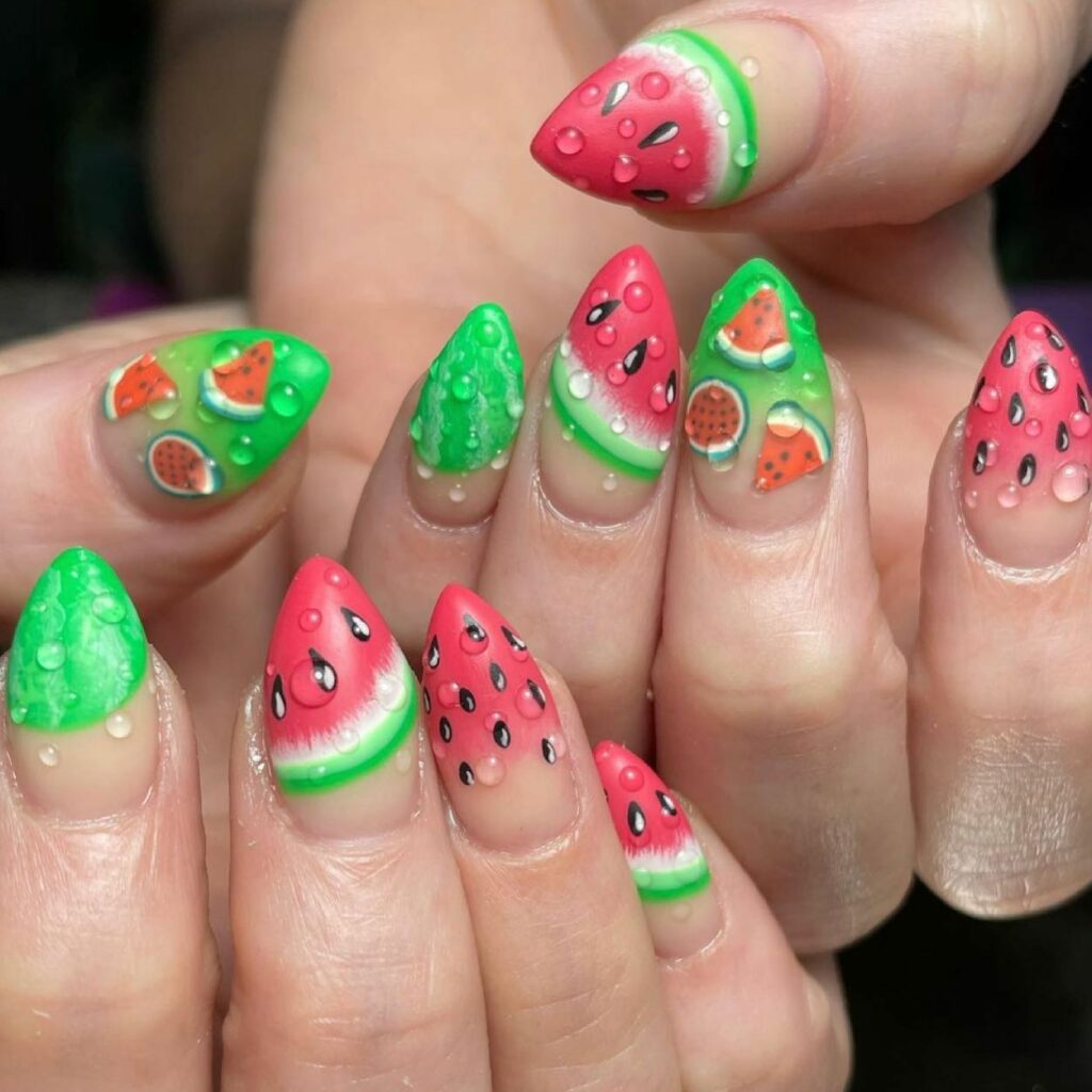 Diverse Watermelon Medley Nail Creations Fiesta
