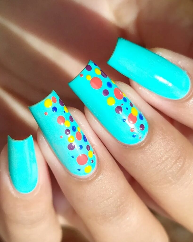 Dotted Teal Nails
