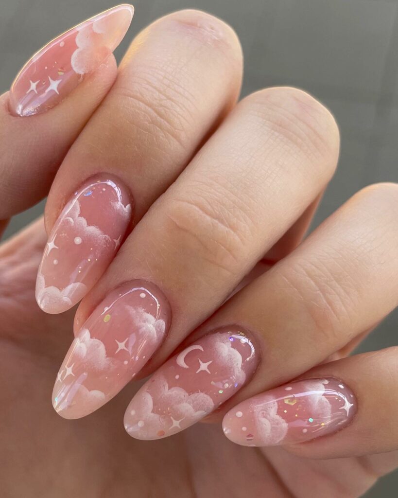 Dreamy Sunset Cloud Nails
