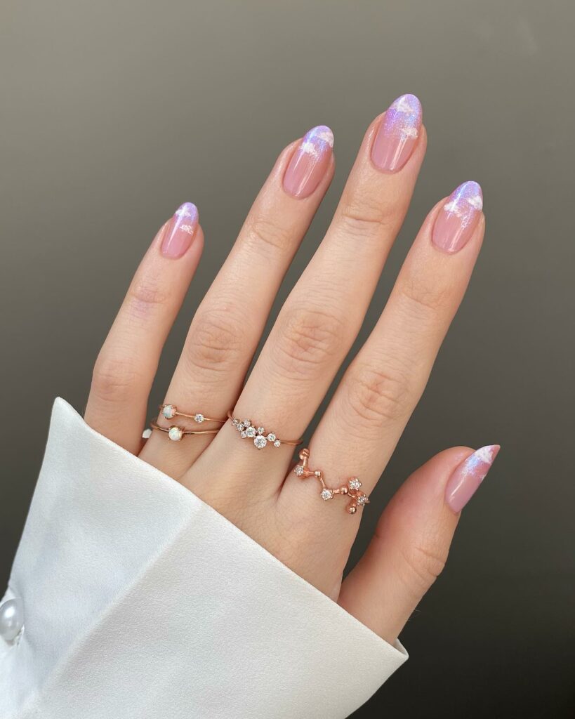 Romantic Dreamy Pink Cloud Nails
