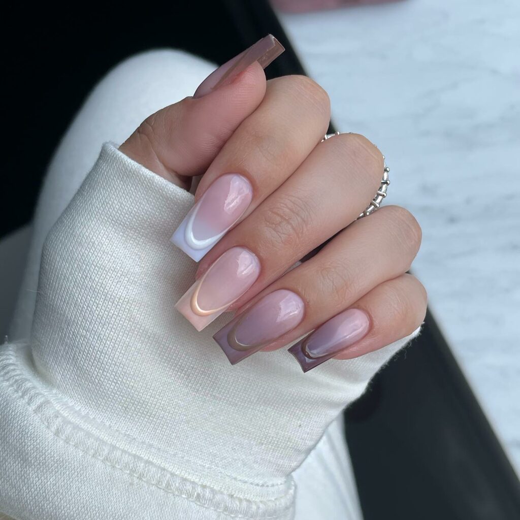 Fall Ombre Square French Nails