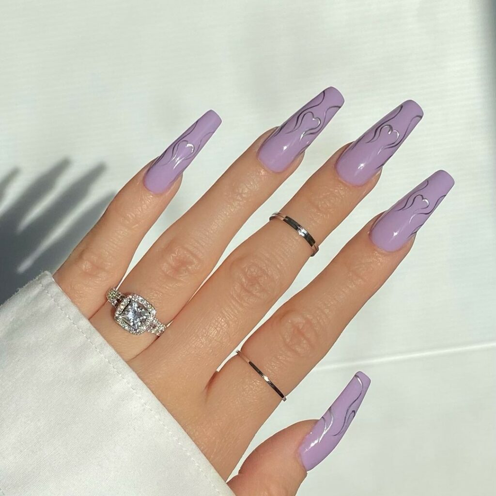 Flame Light Purple nails