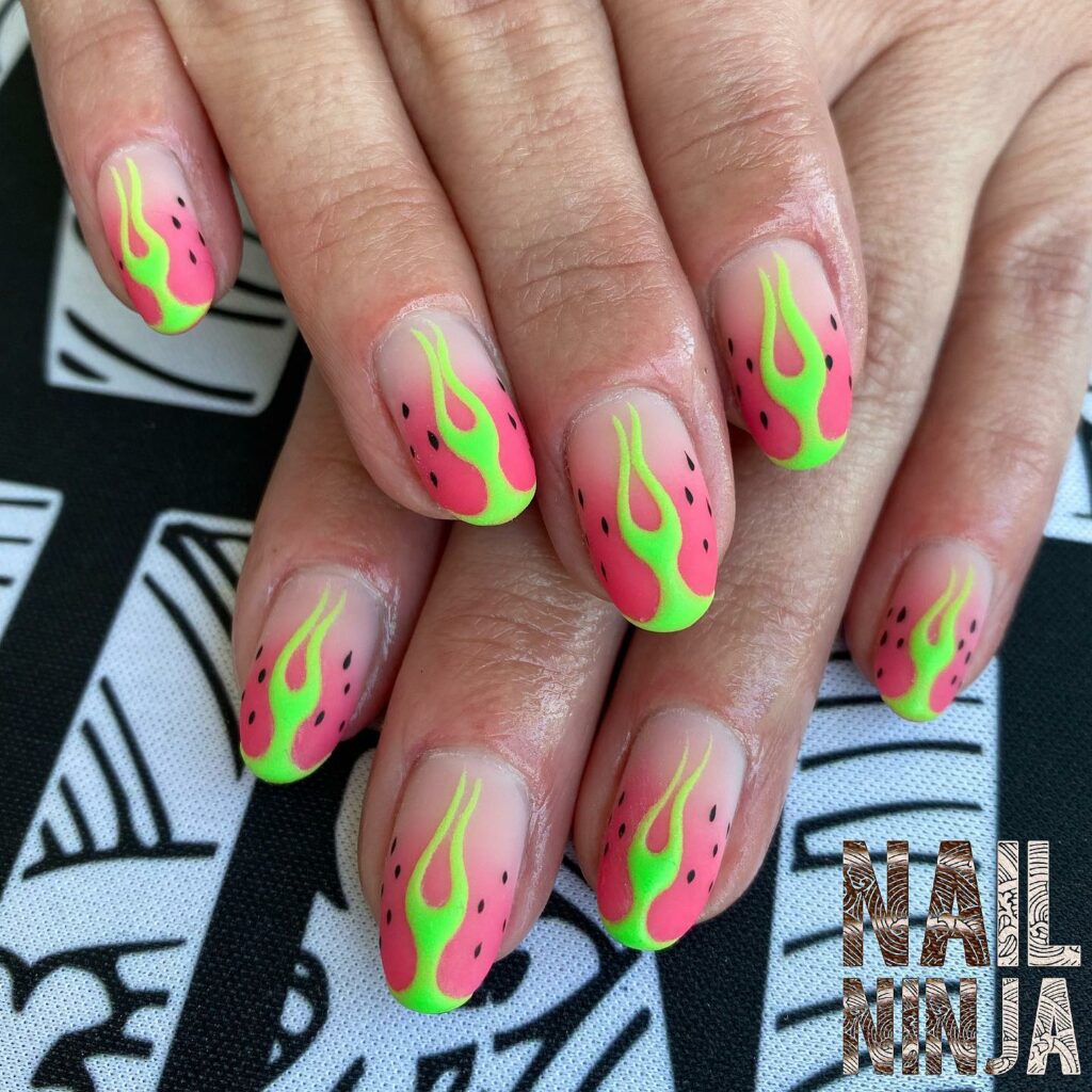 Flaming Watermelon Nails Flare
