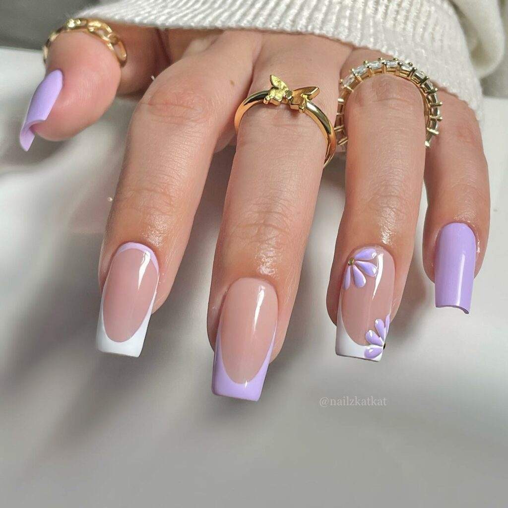 Blossom with Flower Square French Nails