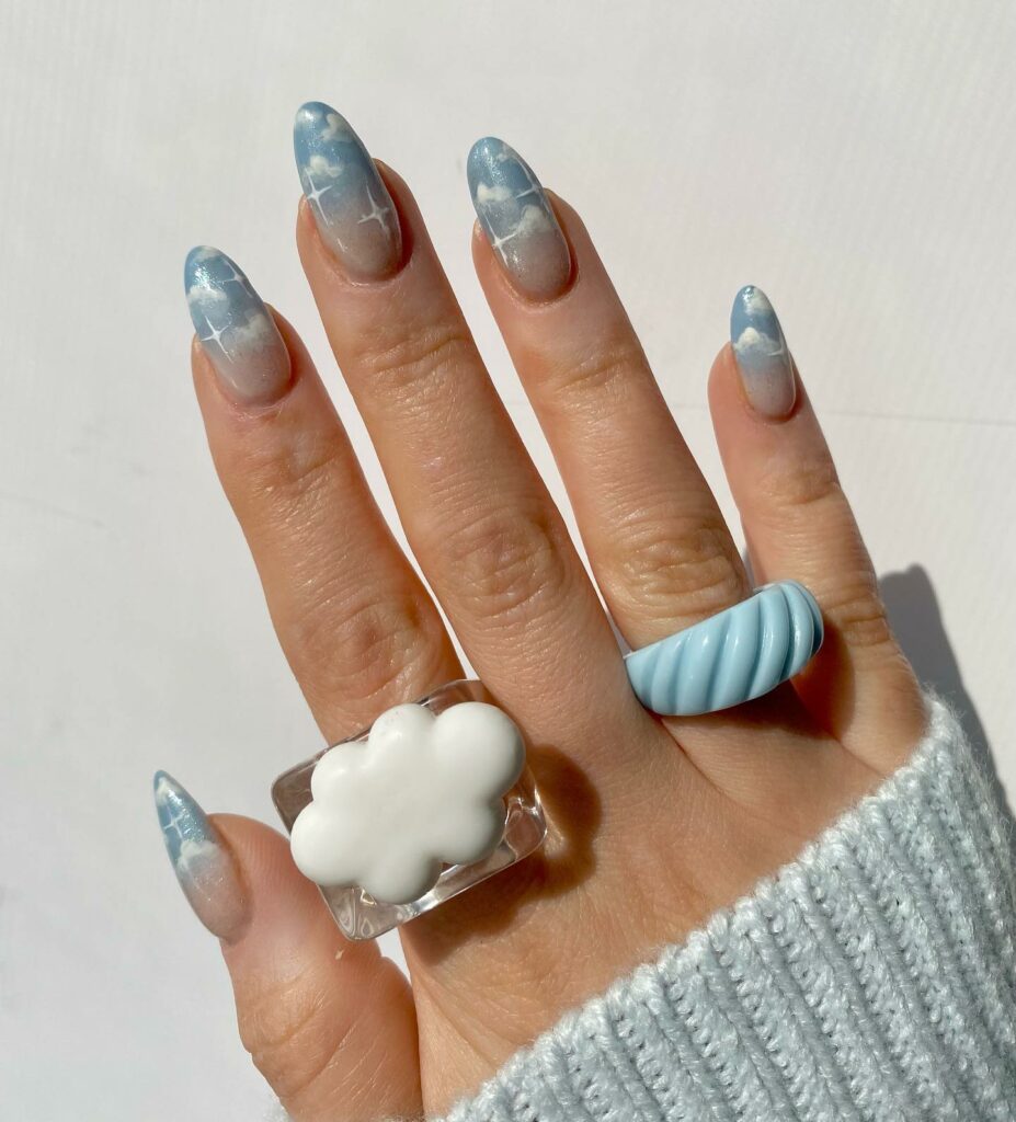 Elegant French Cloud Nail Design
