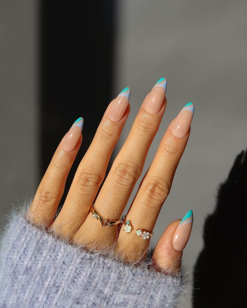 French Teal Nails