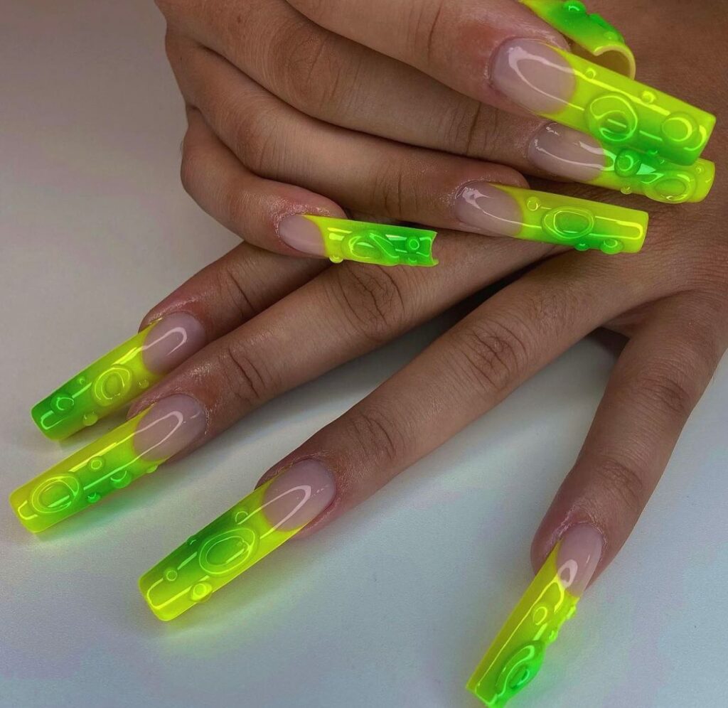 Acrylic Mastery with Light Green Nails
