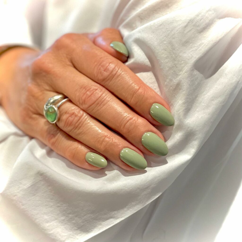 Classic Almond Sage Green Nails