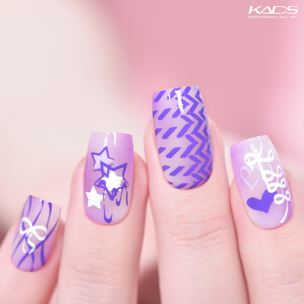Geometric Light Purple nails