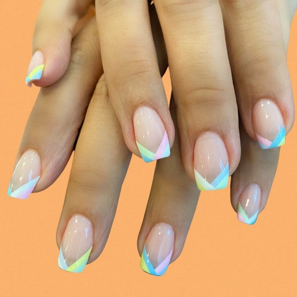 Geometric pastel nails