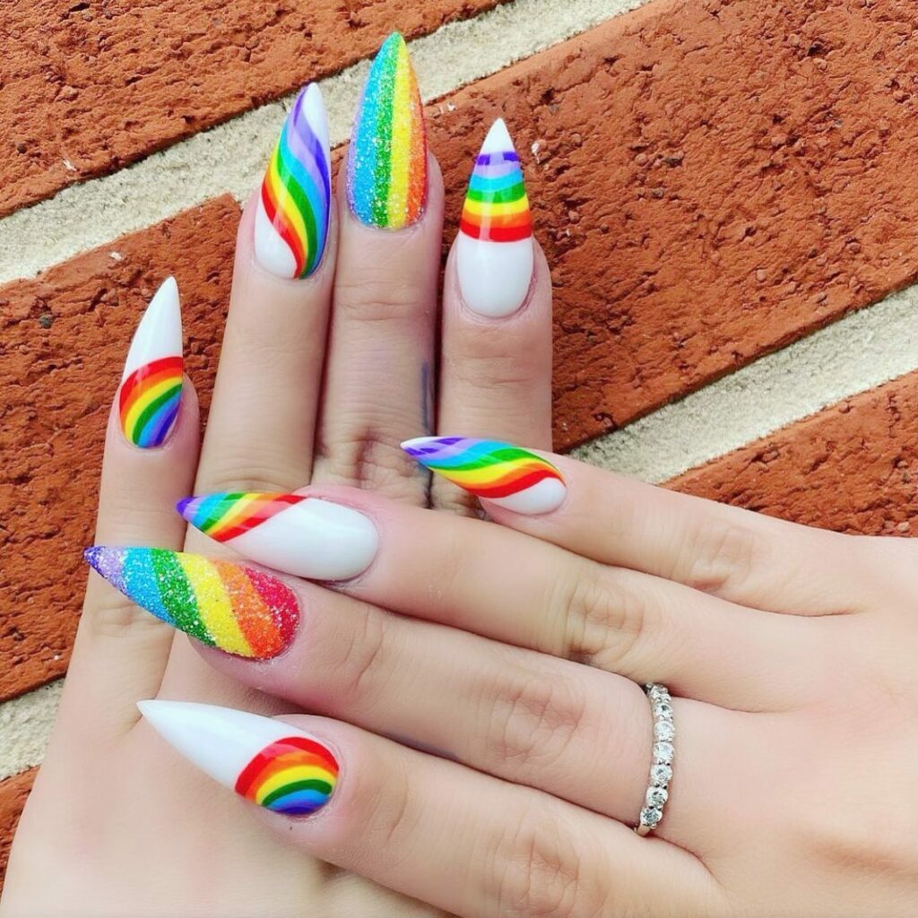 Geometric pride nails