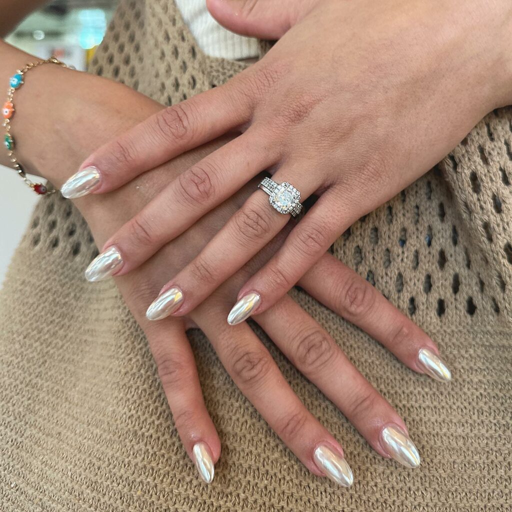Glam Silver Vacation Nails