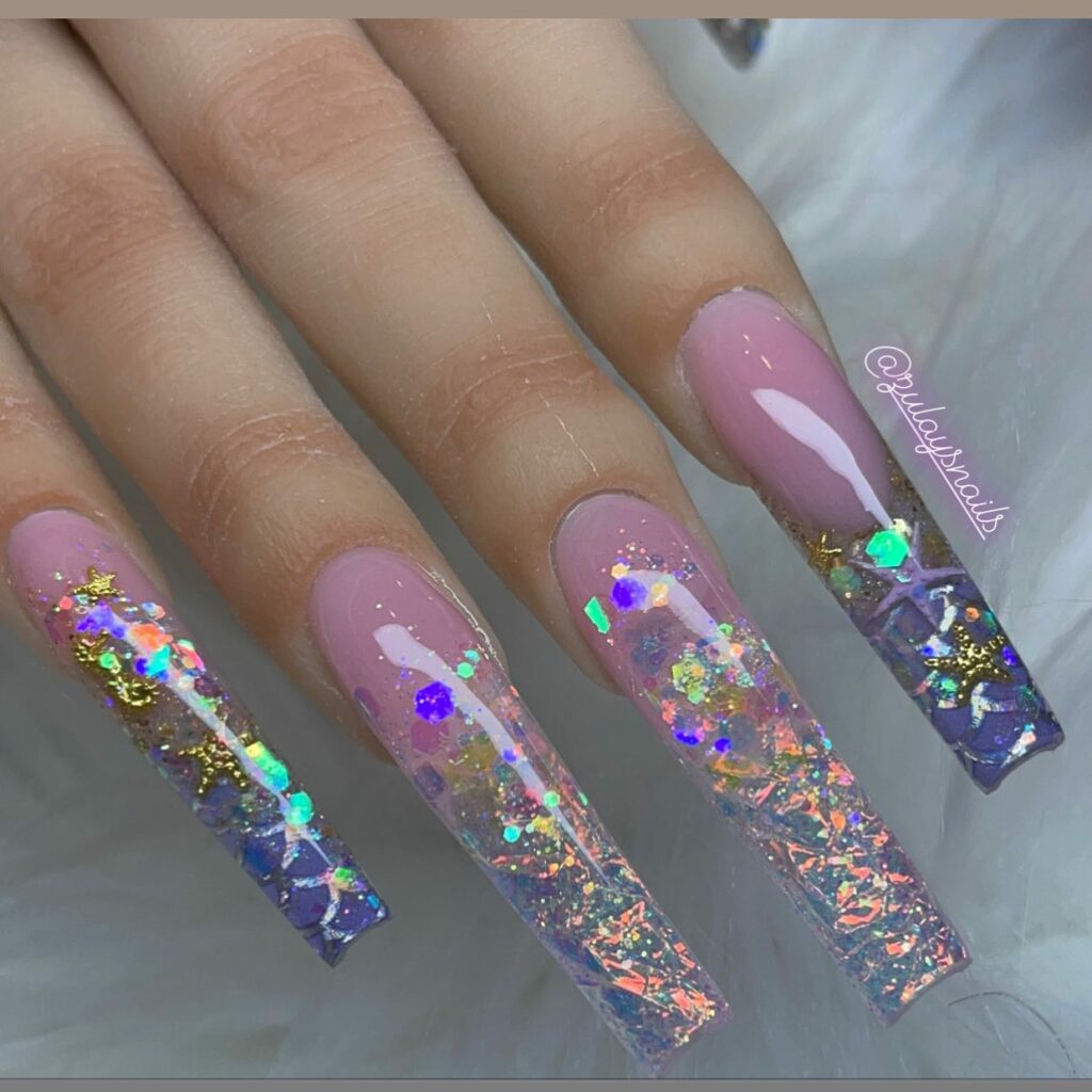 Glitter Acrylic Mermaid Nails
