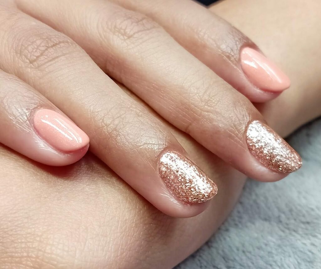Glitter rose gold nail designs