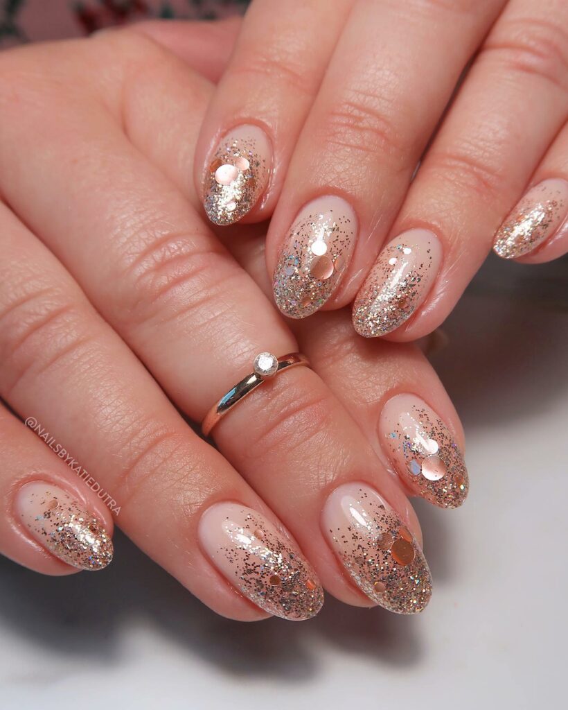 Gold Glitter Ombré nails
