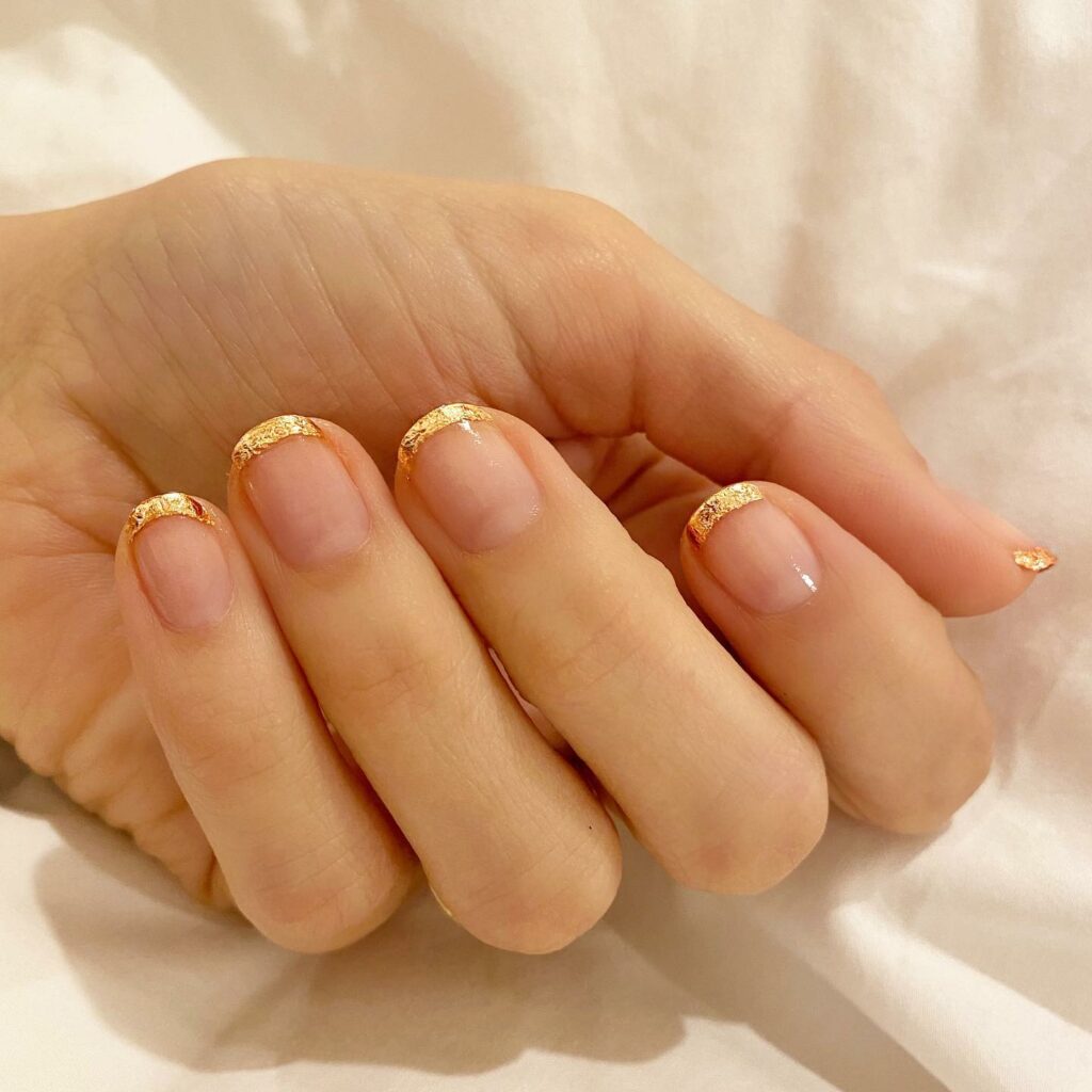 Gold French Tip on Short Nails