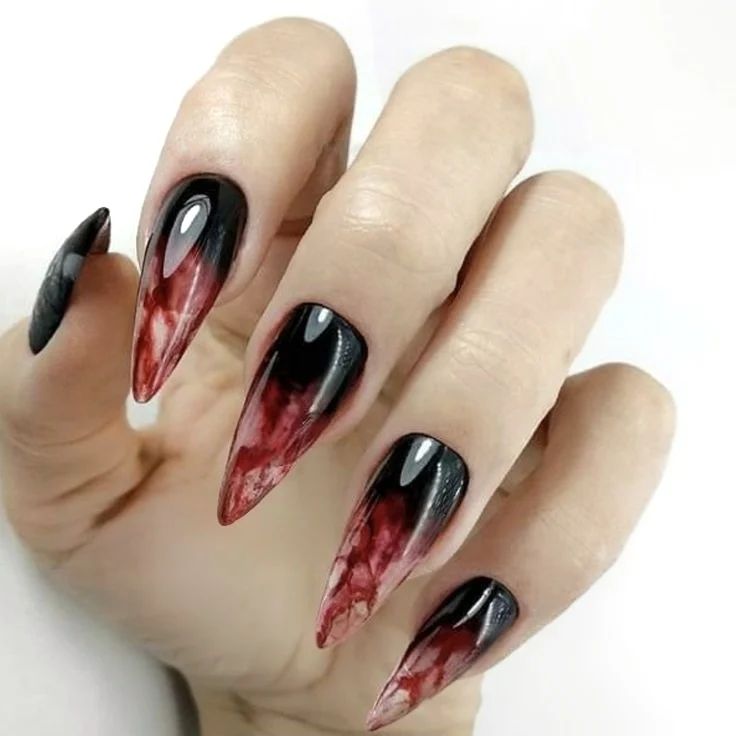 Gothic Black and Red nails