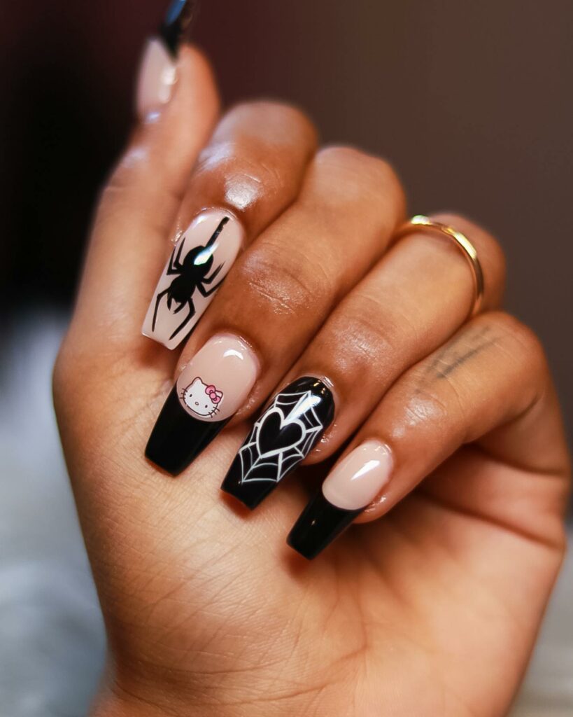 Gothic spider web nails