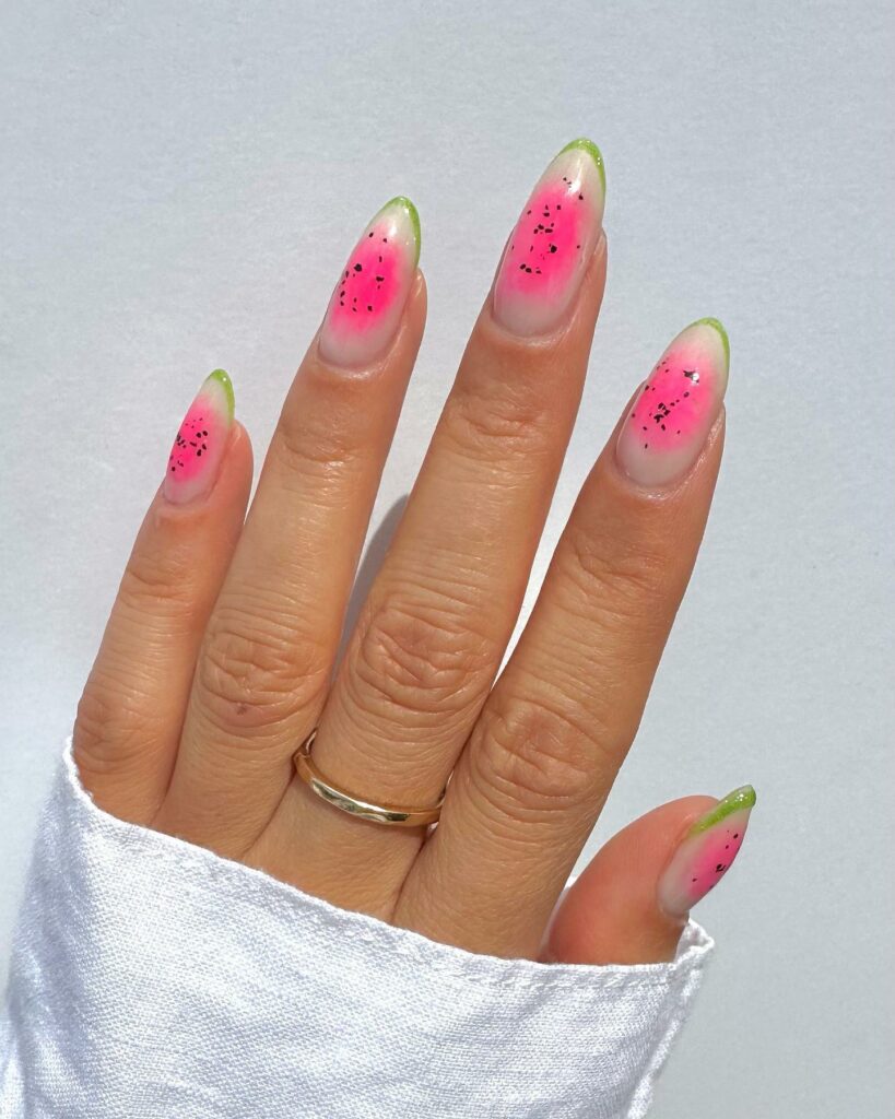 Gradient French Watermelon Nails Fusion
