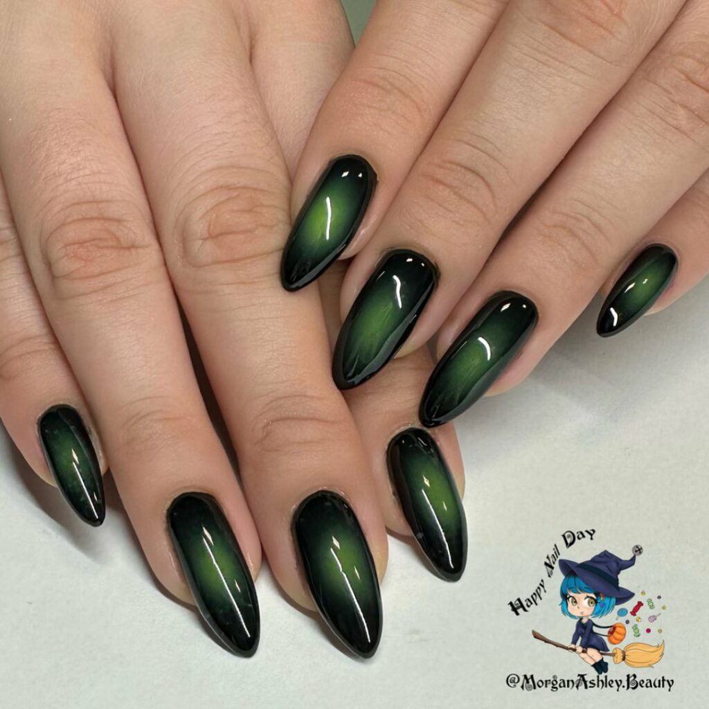Green and Black Ombré Nails