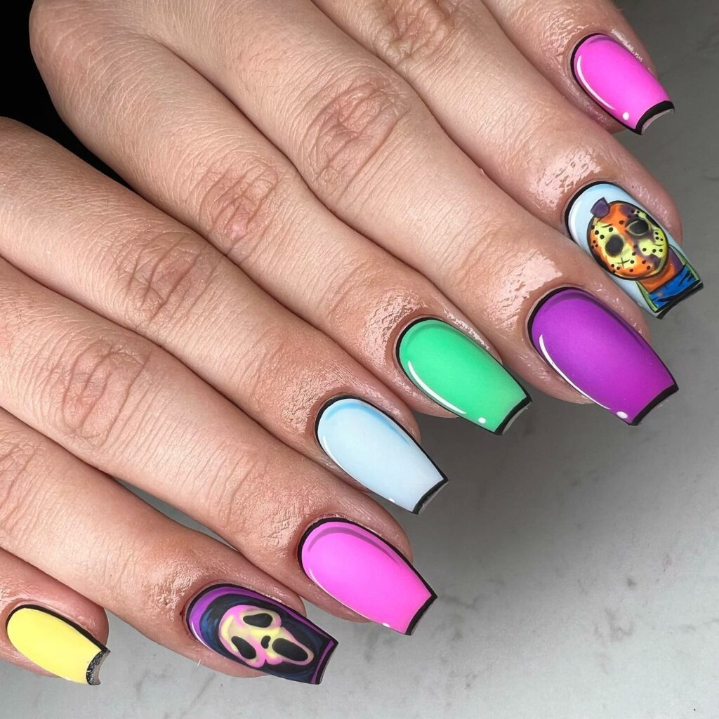 Halloween-Inspired Cartoon Nails
