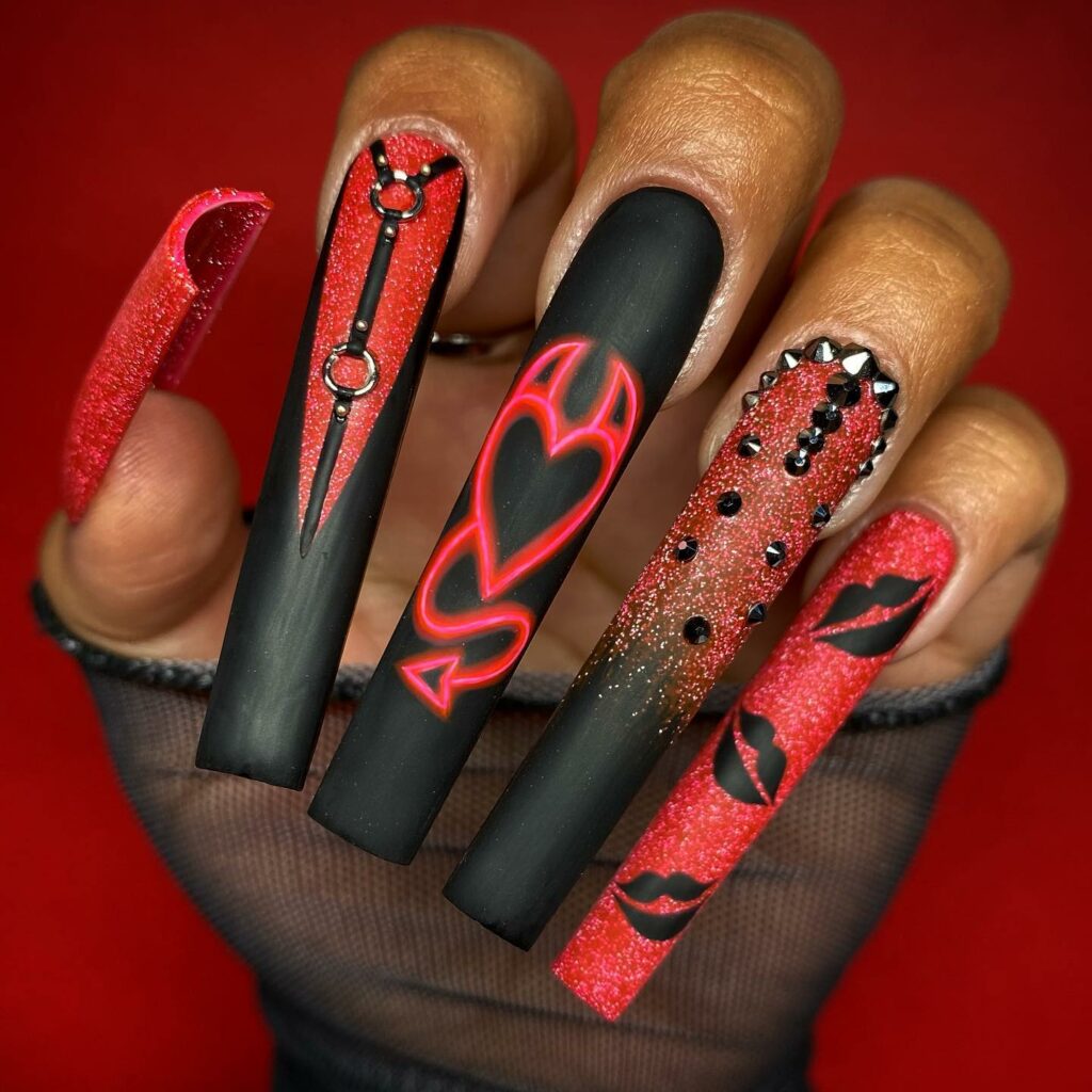 Halloween Red Acrylic Nails