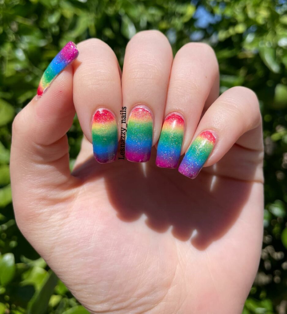 Holo Glitter pride nails