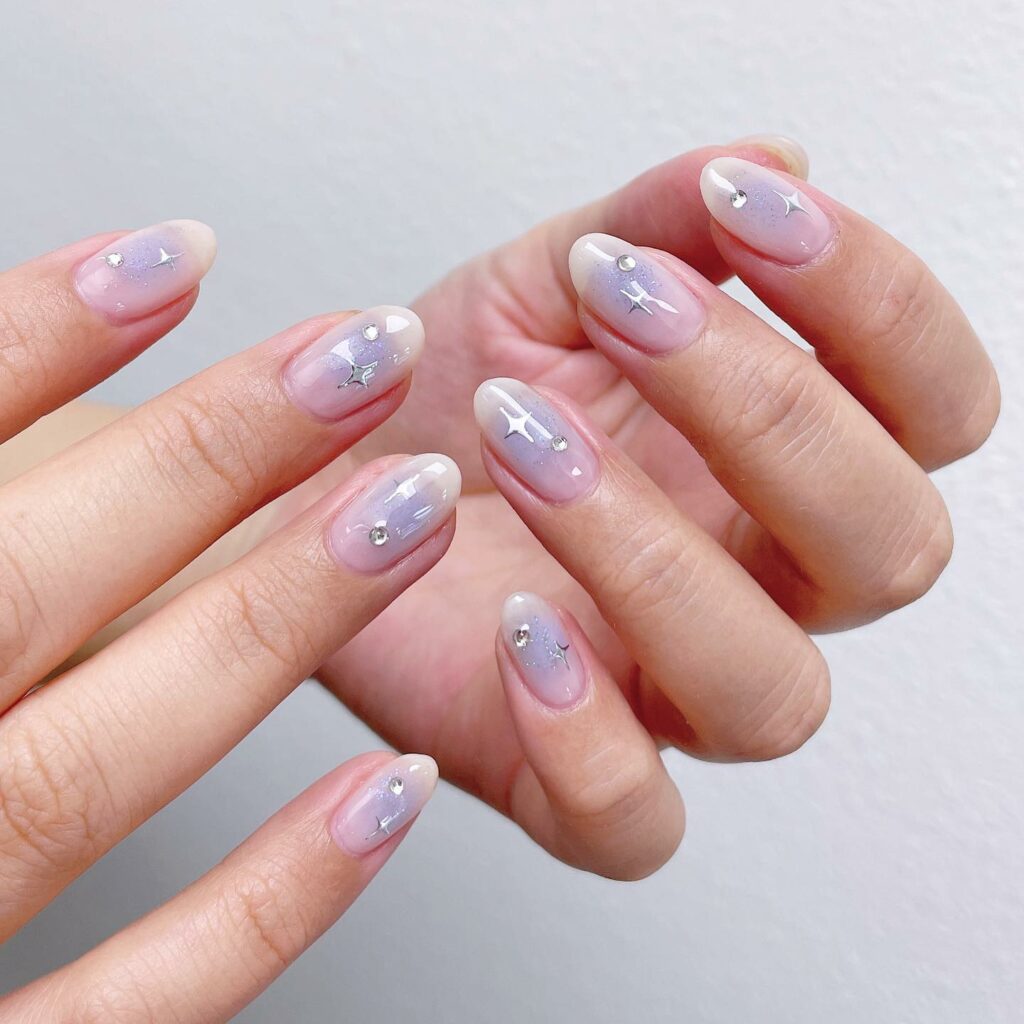 Icy blush nails