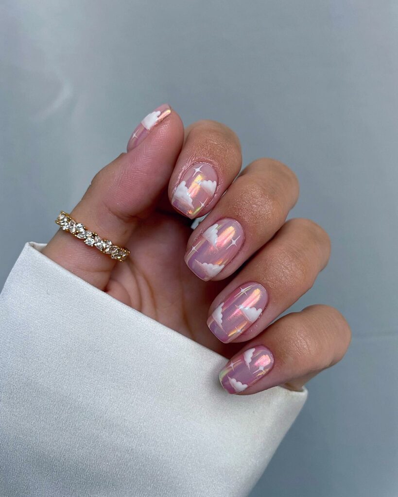 Iridescent Skies Cloud Nails
