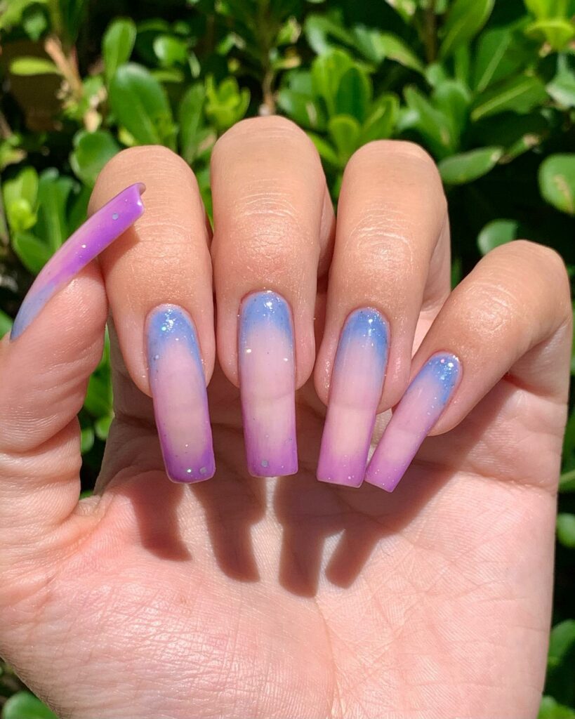 Jewel-Toned blue ombre nails