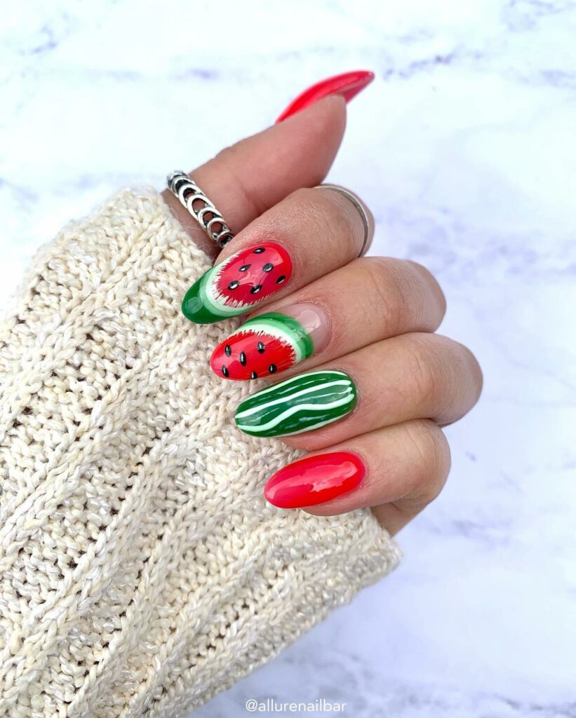 Juicy Watermelon Nails Splash
