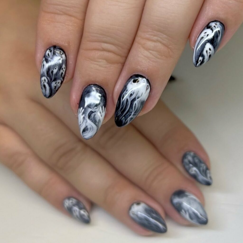 Marble Ghost Nails